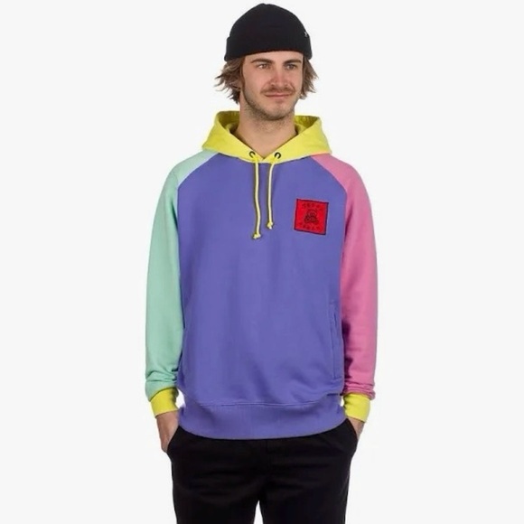 Teddy Fresh OG Colorblock Hoodie Multicolor Pullover Sweatshirt Unisex Small - Picture 12 of 15